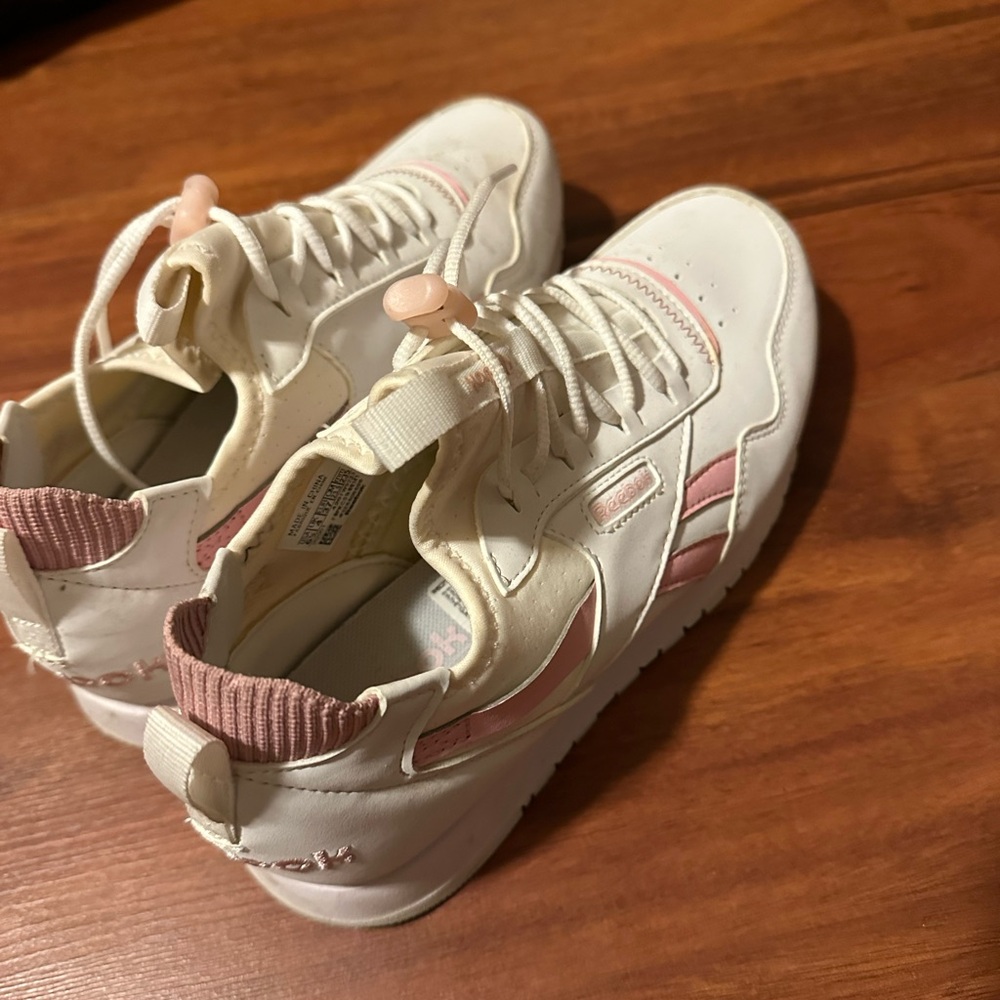 Reebok White and Pink High-Top Sneakers
